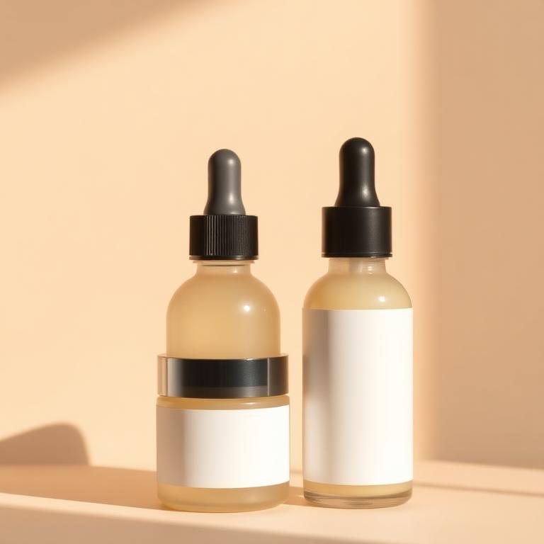LUNORA fictional skincare serum bottles